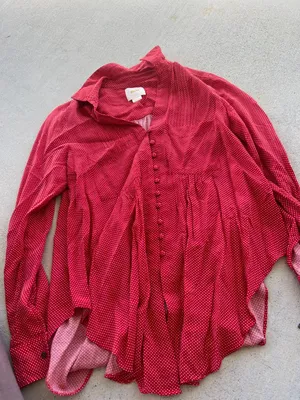Anthropologie Maeve Matilda Polka Dot Blouse Button‎ Front Red White Size S thumbnail 9