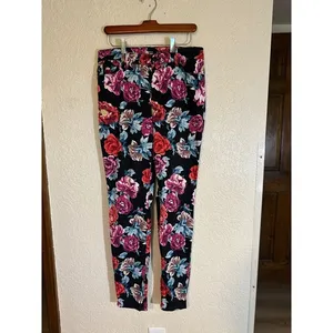 Chicos‎ Black Sateen Rose Floral So Slimming Pants 8 Stretch Slim Fit Casua thumbnail 8