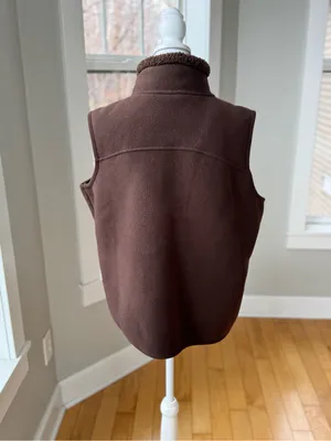 Vintage 90’s NorthCrest Brown Faux Suede Fleece Zip-Up Vest Sz Large thumbnail 3