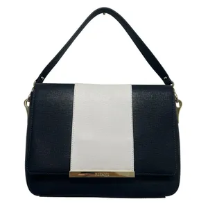 Ripani Italian Leather Handbag Purse Shoulder Bag Navy Blue white Nautical Italy thumbnail 1