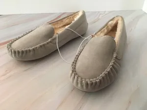 Moccasin Slippers, Size 7 Gray thumbnail 4