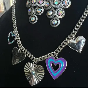 NEW Necklace and earrings Set, AB rhinestones and silver tone metal, custom thumbnail 4