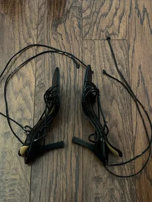 Caged Black Lace-Up Strappy Women's Sandals thumbnail 4