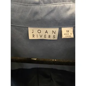 Joan Rivers Womens 1X Blue Faux Suede Button Down Shirt Long Sleeve Shacket Top thumbnail 6