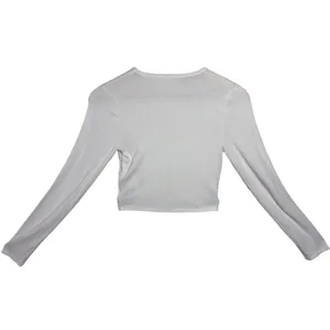 Abercrombie & Fitch White Ribbed Knit Cropped Long Sleeve Crop Top Women Size XS thumbnail 3