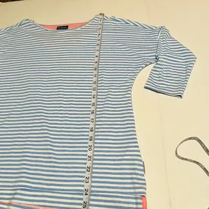Columbia PFG Blue White Stripe 3/4 Sleeve Women Medium Shirt Top Nautical Summer thumbnail 7