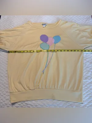 Vintage 80s 90s Blair Top Pastel Yellow Balloons Sz XL Cottagecore Whimsical thumbnail 6