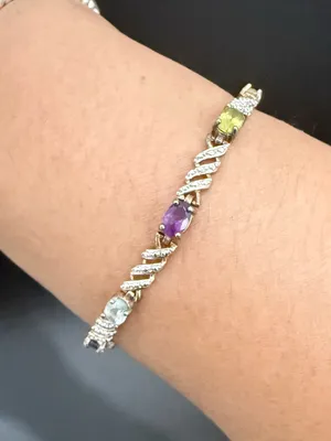 Ross Simons 925 Gold Over Sterling Silver Vermeil Multicolored Gem 7.5” Bracelet thumbnail 8