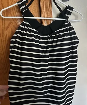 Chic black and white stripe swim suit top thumbnail 1