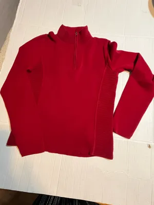 Ralph Lauren 100% cotton red 1/4 zip sweater small VTG Mock-neck knit classic thumbnail 10