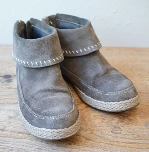UGG Women's Size 8 Ankle Boot Gray Suede Leather Whipstitch Zip Boho Outdoors thumbnail 1