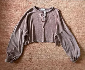 Arizona Jean Co Cropped Sweatshirt Women’s Size S Dusty Mauve Oversized Balloon thumbnail 1