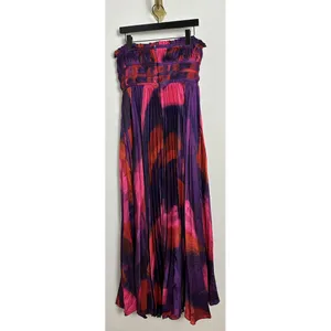 HUTCH Sabina Floral Tiered Plissé Gown in Purple Brushstroke Size US 6 thumbnail 7
