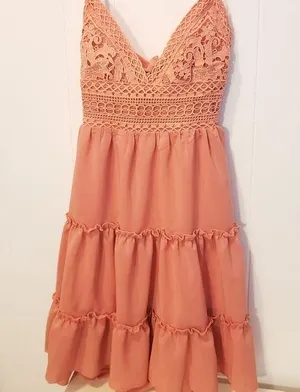 Vanilla Bay Pink ruffle dress thumbnail 1