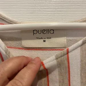 Anthropologie Puella Short Sleeve Striped Swing Tunic‎ Top Beige Medium USA Made thumbnail 6