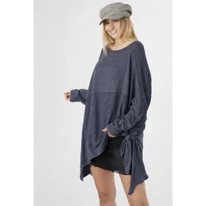 Free People My Girl Oversized Knit Tunic Top‎ Distressed Bohemian Blue Women's S thumbnail 3