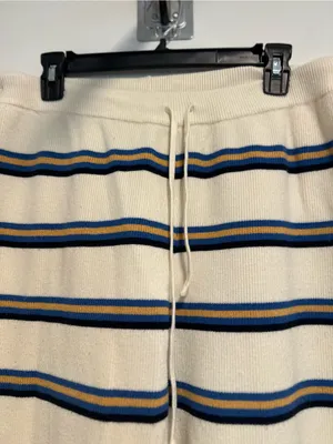 EUC Heavyweight Knit Striped Sweater Pants Sz:XL Pull-On Wide Leg lounge Ribbed thumbnail 7