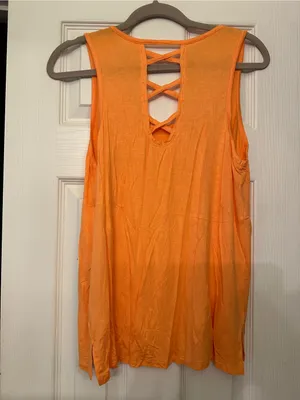 Glitz Orange Crisscross Back Tank with Zip Pocket thumbnail 3