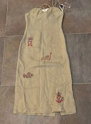 New with tags Farm Rio x Anthropologie embroidered linen dress XS thumbnail 9