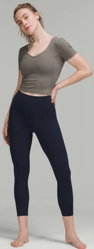 Lululemon‎ Grey Sage Align Short Sleeve Nulu Fabric Workout Yoga Top Size 4 Gym thumbnail 1