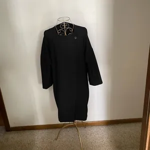 Zara Asymmetrical Cocoon Jacket Womens Medium Black 3/4 Sleeve Snap Front thumbnail 3