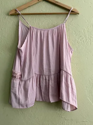 LC Lauren Conrad Blush Pink Lace-Trim Peplum Cami thumbnail 4
