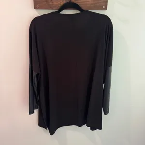 Clara Sunwoo Black Faux Leather Sleeve Tunic Top Medium Mixed Media Jersey‎ thumbnail 5