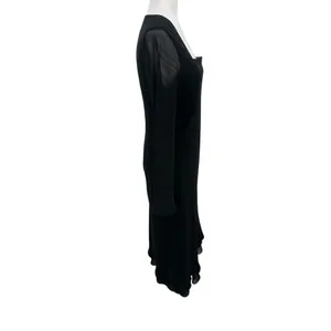 Evan Picone Black Midi Dress 12 Sheer Sleeve Asymmetrical Hem Y2K Cocktail LBD thumbnail 4