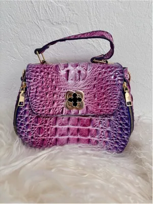 Women's Unbranded Purple Pink Faux Croc Embossed Crossbody Clutch Bag One Size thumbnail 11
