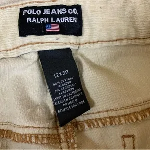 Polo Jeans Co Ralph Lauren Beige Corduroy Bootcut Pants 12x30 Y2K Retro‎ Style thumbnail 4