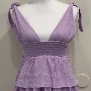 Lovers and Friends Brielle Mini‎ Dress Lavender Purple Tiered Ruffle Revolve S thumbnail 5