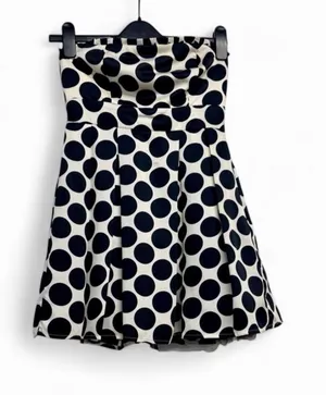 FOREVER 21 White and Black Polka Dot Strapless Mini Dress Sz S thumbnail 1