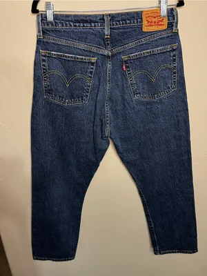 Levi’s 501 Crop High Rise Distressed Straight Leg Button Fly Denim Jeans thumbnail 8