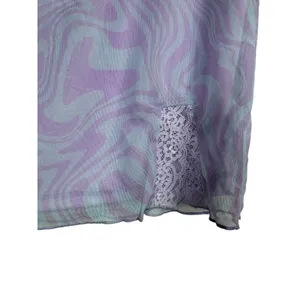Forever 21 Y2K Lavender Sky Blue Swirl Print Mini Skirt Lace Trim Women's XS New thumbnail 2