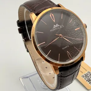 Margues Rose Gold Tone Watch with New Battery & Leather Band thumbnail 2