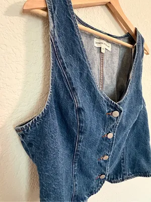 Women's Dark Blue Denim Button Vest size Large thumbnail 2