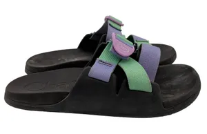 Chacos Chillos Slide Sandals Women 9 Black Green Purple Colorblock Straps J106604 thumbnail 1