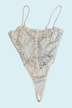 Cami Lace Bodysuit in Blush Pink - Brand: Dentelle thumbnail 1