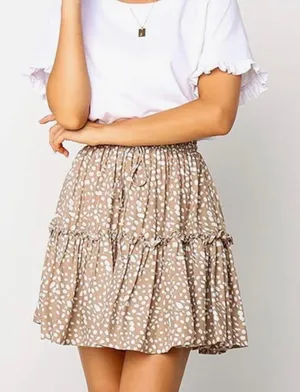 Ruffle patterned mini skirt Brown Size M thumbnail 1
