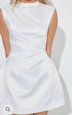 Odd Muse Ultimate Muse Satin Straight Neck dress White thumbnail 1
