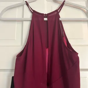 Maxi dress in red wine color - cute mesh back and mock halter top thumbnail 3