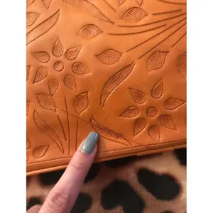 Brown Paraguay hand-tooled floral leather purse‎ hand tote shoulder purse cute thumbnail 5