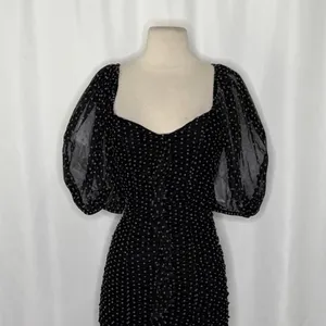 ZARA Chiffon Black Polka Dot Ruched Mini Dress Black Gray Party Blogger‎ Small thumbnail 3