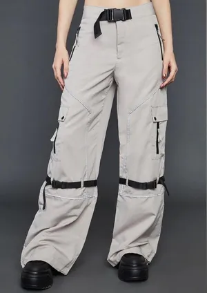NWT dollskill dolls kill poster grl wide leg reflective track pants parachute s thumbnail 2