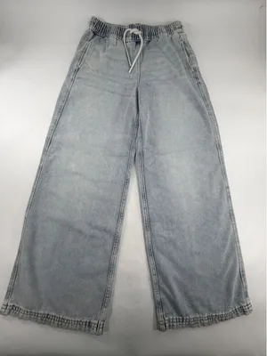 HM Divided Light Wash Wide Leg Elastic Waist Denim Pants XXS Light Blue thumbnail 1
