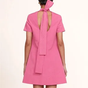NEW NWT STAUD Mini Ilana Dress In Lollipop Pink thumbnail 2
