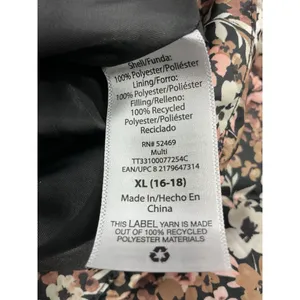 Womans Time & Tru XL 16-18 Floral Puffy Coat Full Zip Lined Multicolor thumbnail 5