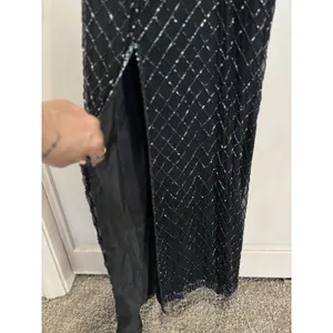 Stenay Black Silk Full Bead Gown & Jacket Sz 14 Adj Straps Lined Sparkle Formal thumbnail 7