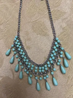 paparazzi Aqua Teardrop Layered Bib Necklace and Drop Earrings thumbnail 2