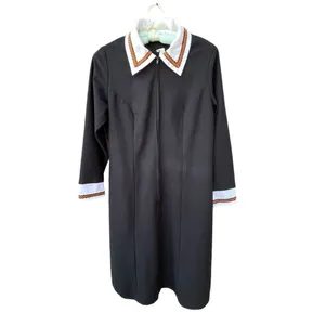 Vintage size L black Knit embroidered A-line dress thumbnail 2